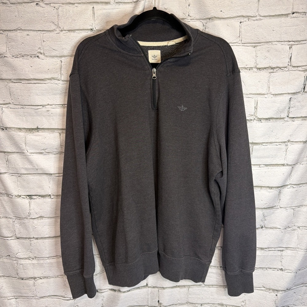 Dockers Men's 1/4 Zip Pullover Sweater Gray Knit Long Sleeve L
